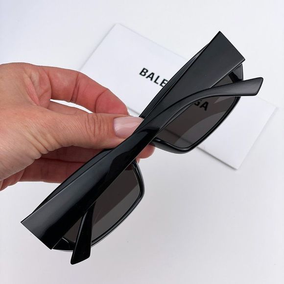 Balenciaga BB0080S 001 Sunglasses Black Gray Rectangular Square Unisex - Picture 4 of 12